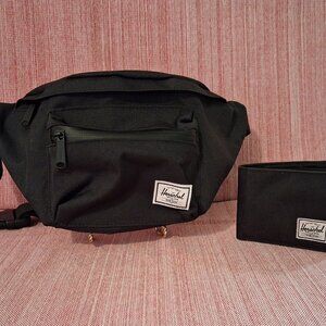 Herschel Supply Co. Unisex Hip/Waist/Fanny Pack Black 3.5L w/ Matching Wallet